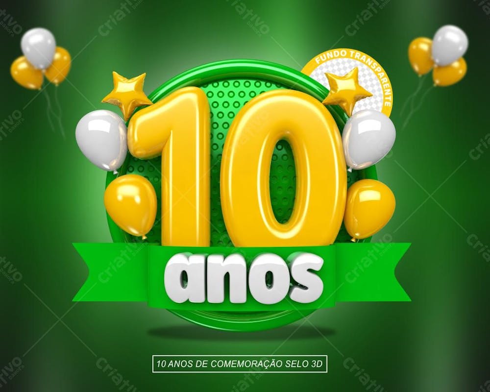 Comemoração De 10 Anos Com Balão Verde