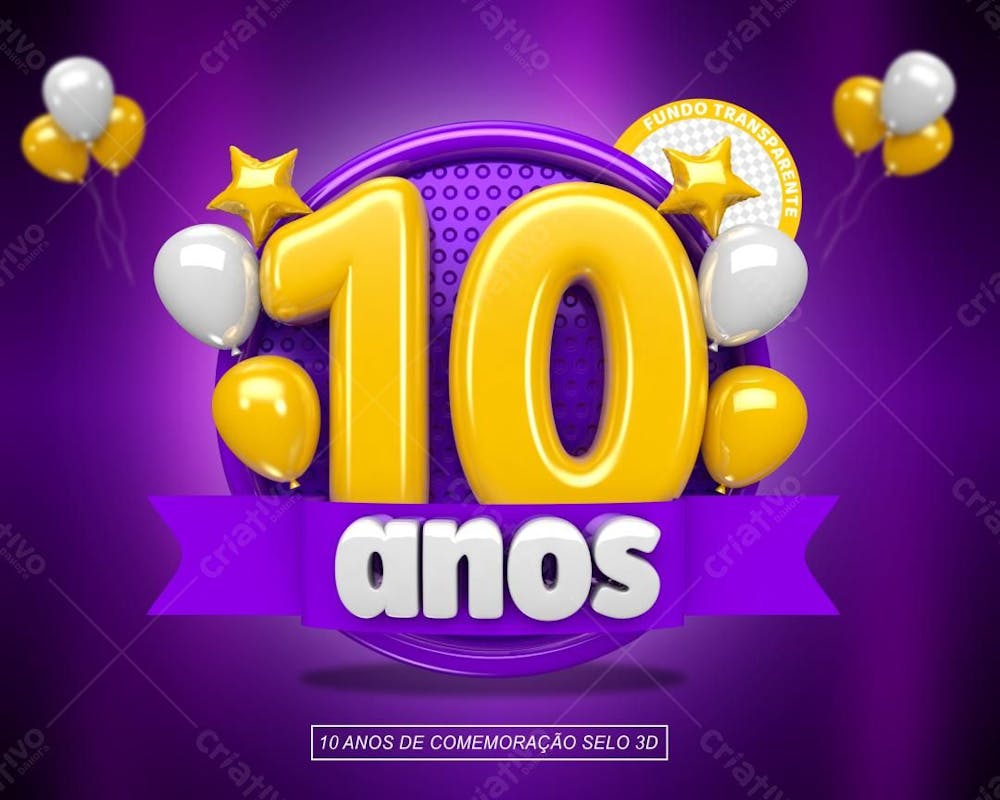 Comemoração De 10 Anos Com Balão Roxo