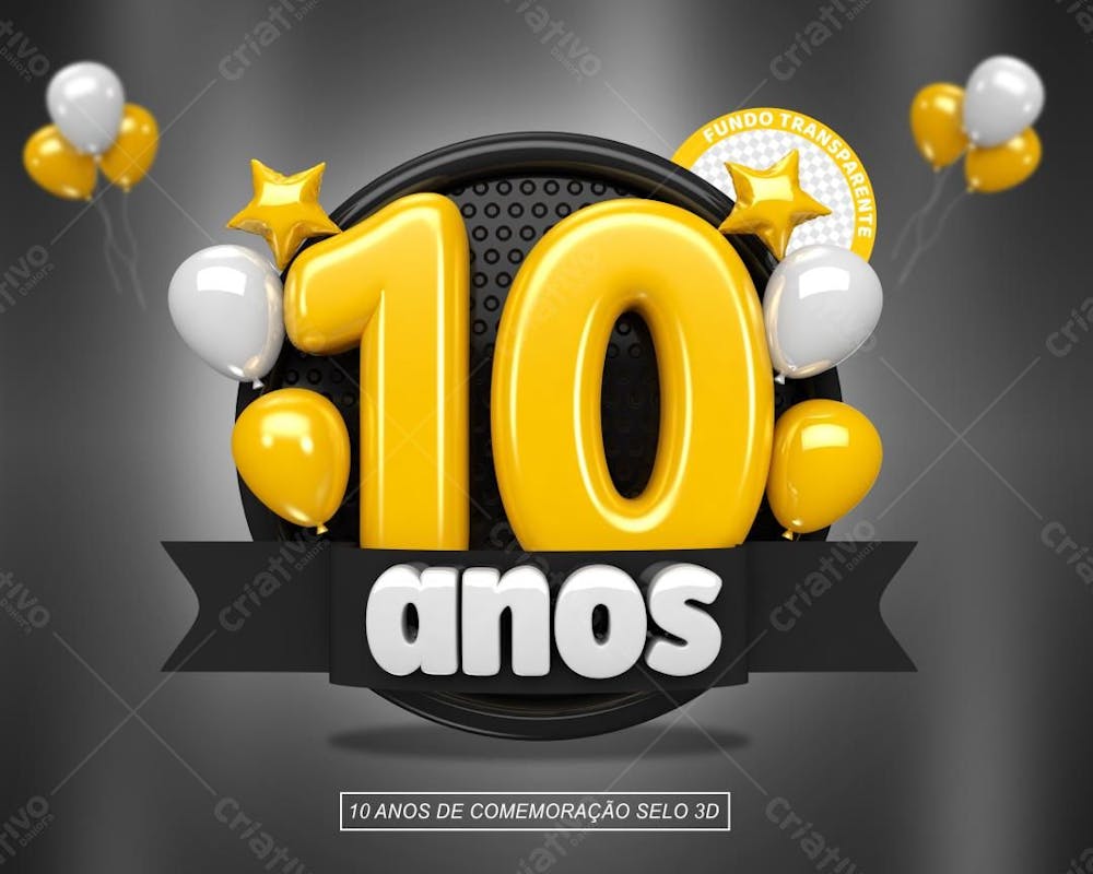 Comemoração De 10 Anos Com Balão Preto