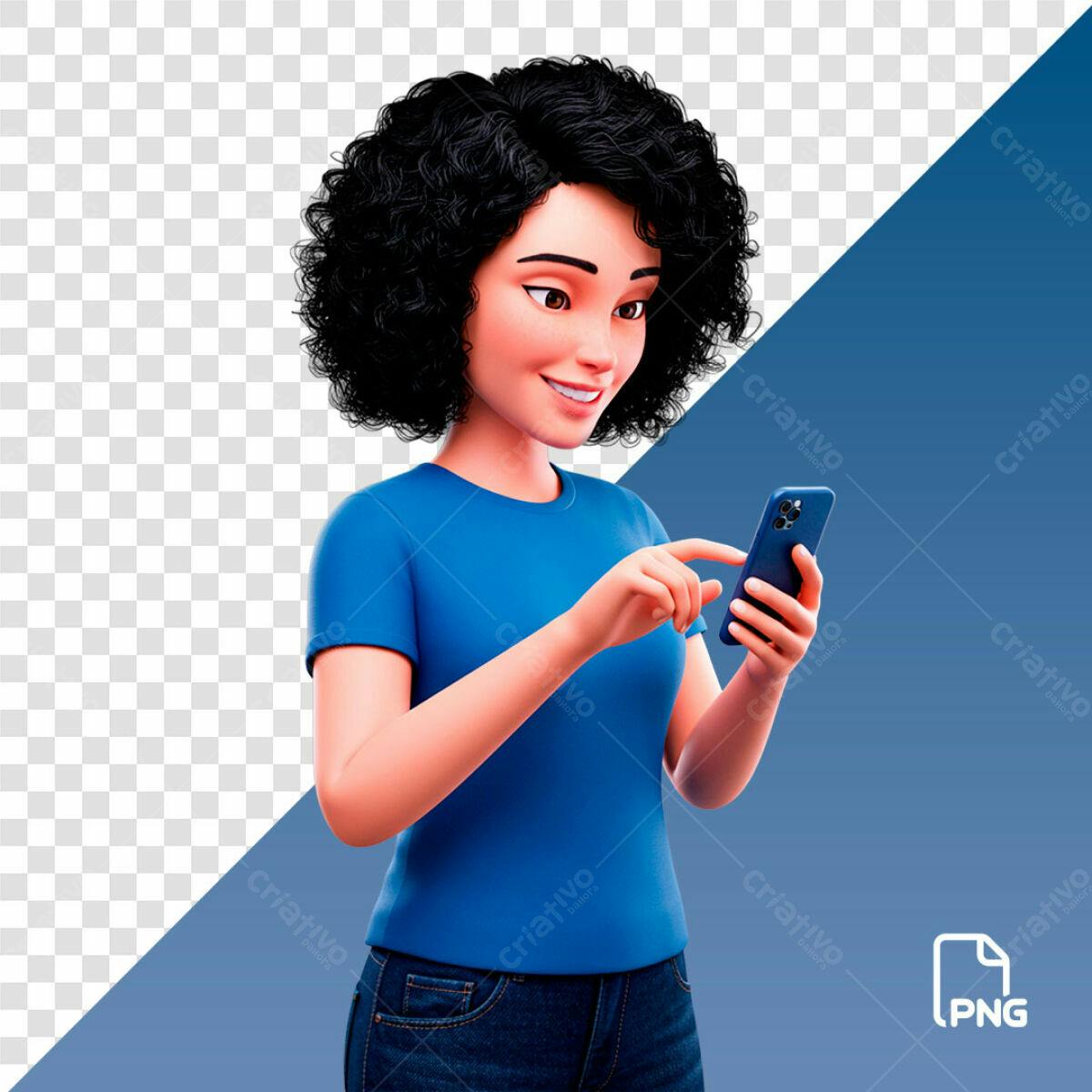 Personagem 3D usando Smartphone PSD Editável