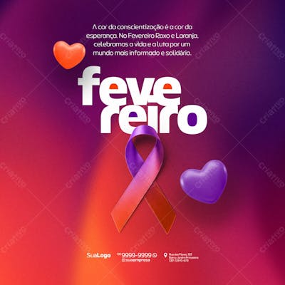 Social Media Fevereiro Roxo E Laranja