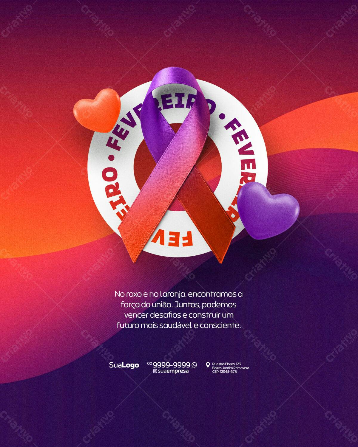 Flyer Fevereiro Violeta PSD Editável
