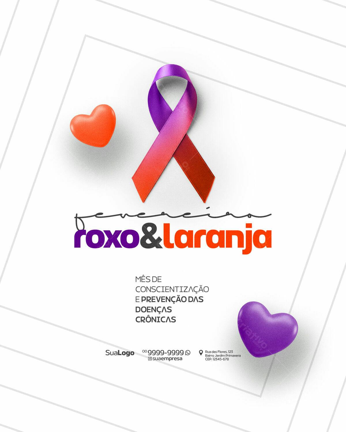 Flyer Novembro Roxo e Laranja PSD Editável