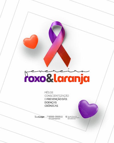 Social Media Fevereiro Roxo E Laranja