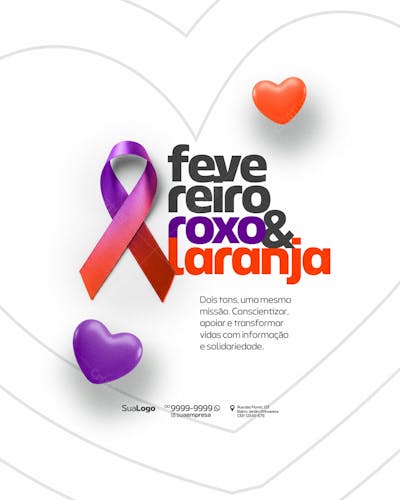 Social Media Fevereiro Roxo E Laranja