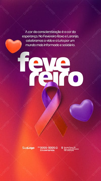 Story Fevereiro Roxo E Laranja