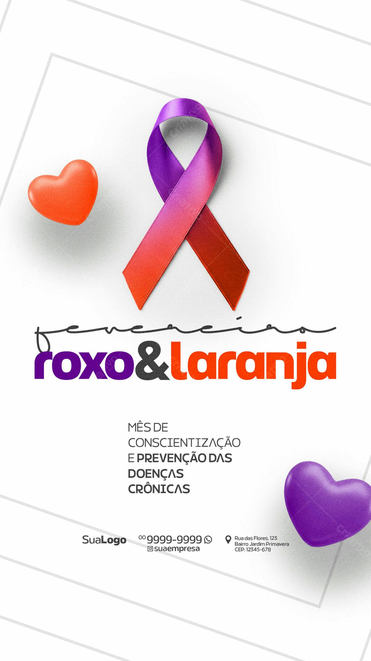 Flyer Mês de Conscientização e Prevenção de Doenças Crônicas PSD Editável