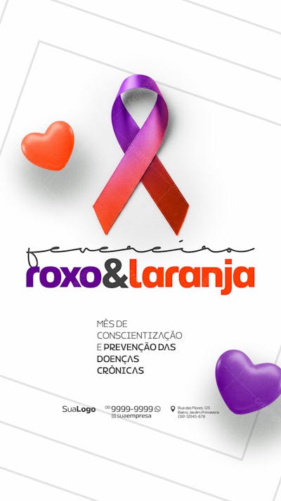Story Fevereiro Roxo E Laranja