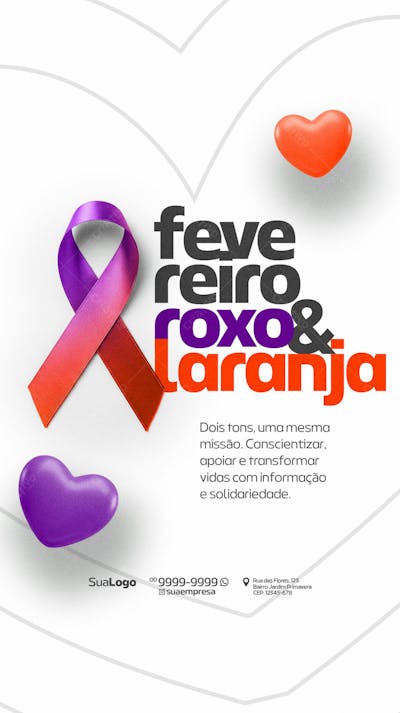 Story Fevereiro Roxo E Laranja