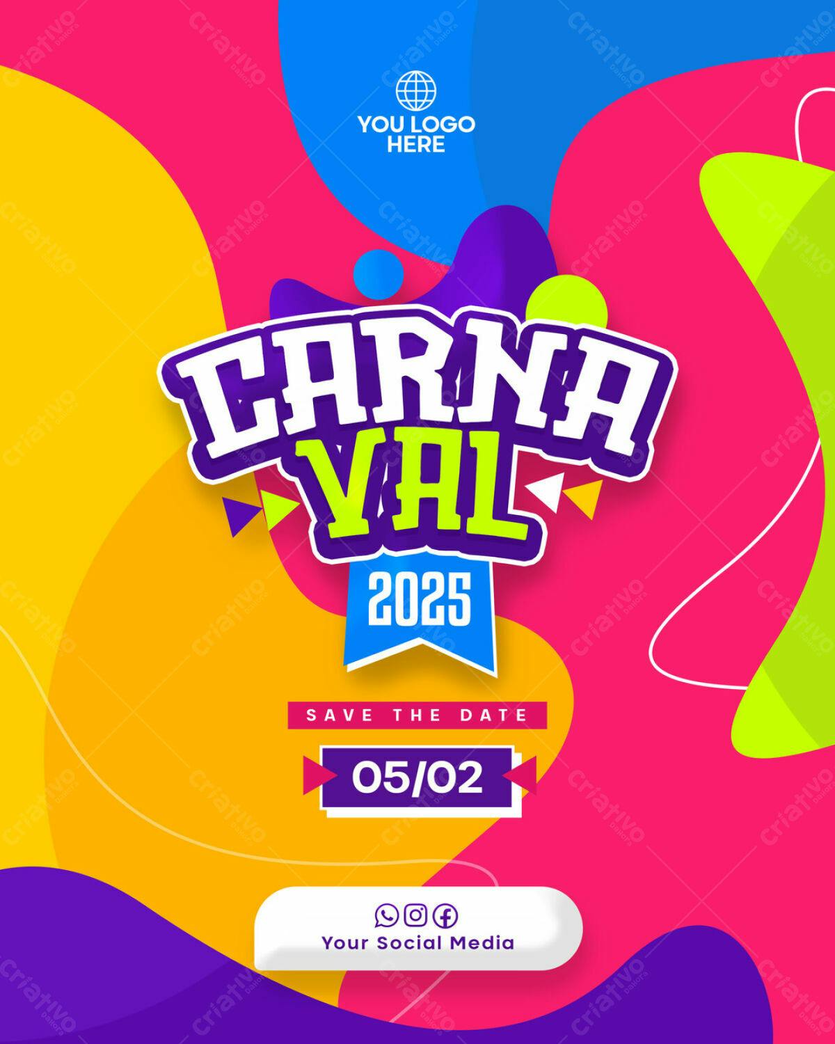 Flyer para Carnaval 2025 PSD Editável