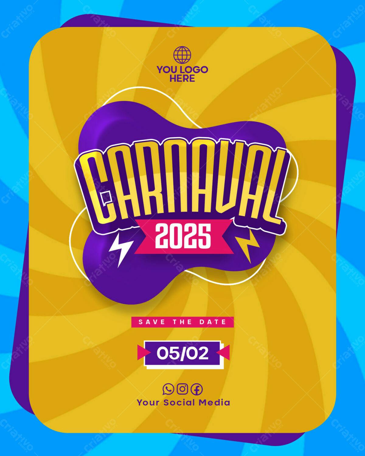 Flyer para Carnaval 2025 PSD Editável