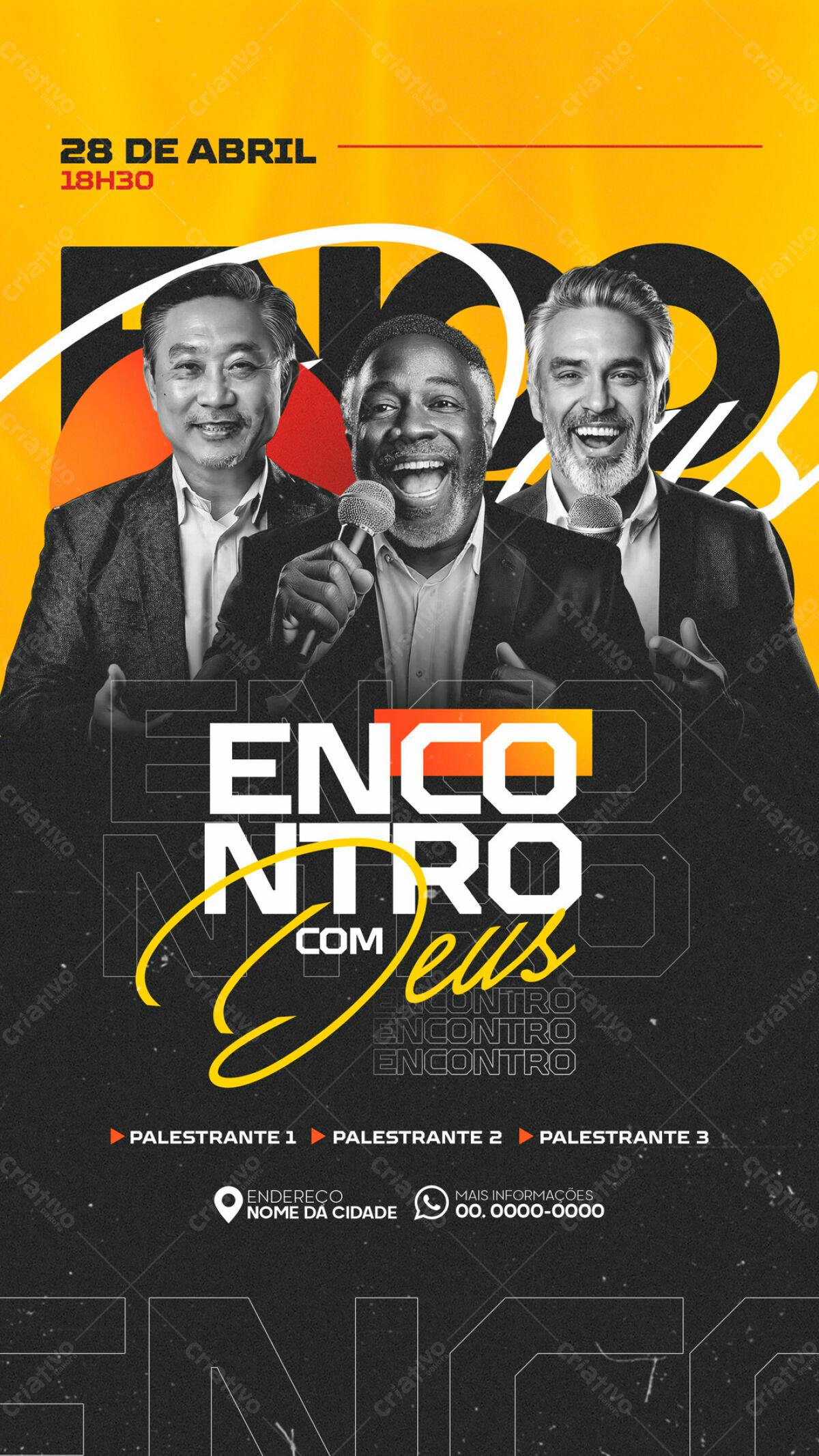Flyer para Evento Encontro com Deus 28 de Abril PSD Editável