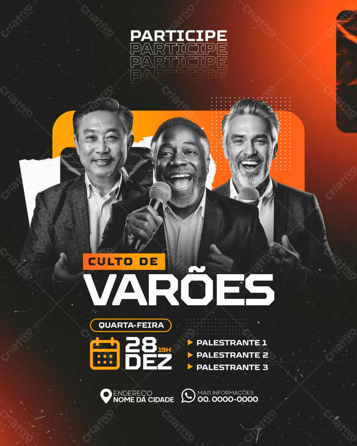 Flyer para Culto de Varões PSD Editável