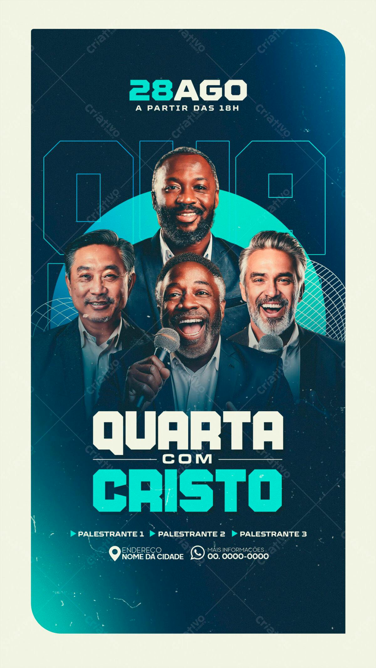 Flyer Evento Cristão Quarta com Cristo PSD Editável