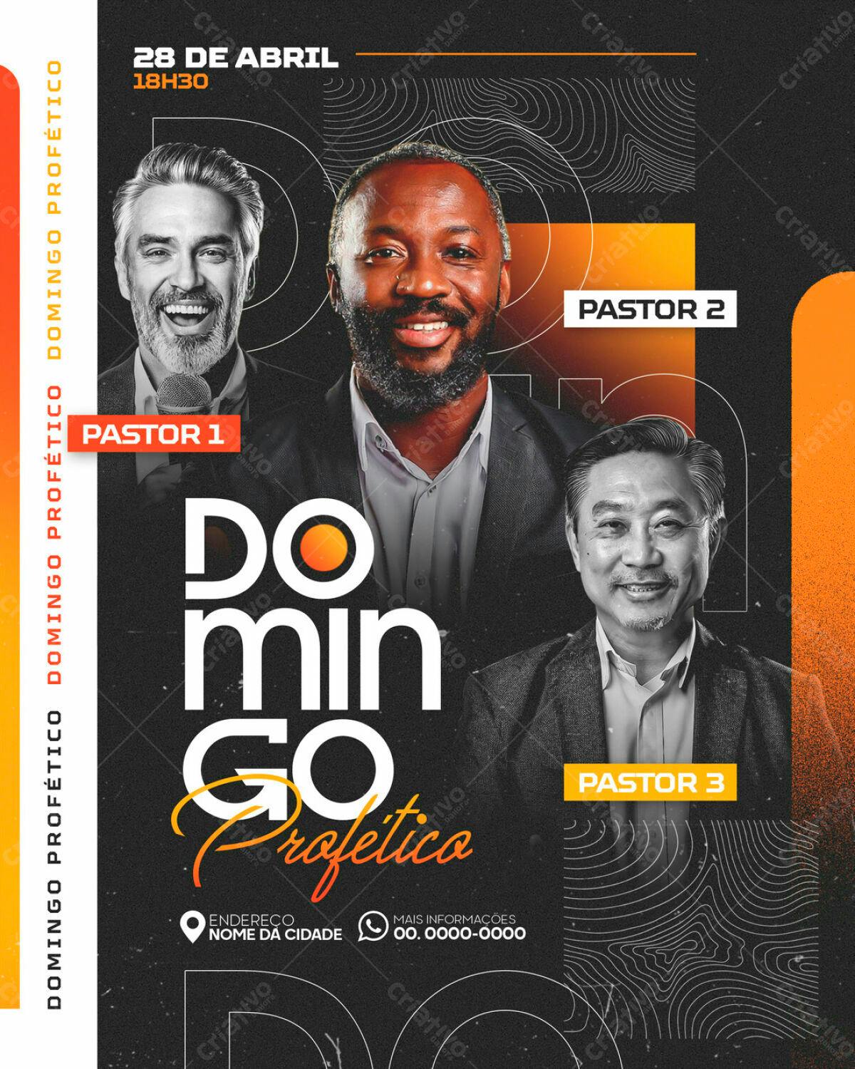 Flyer para Domingo Profético PSD Editável