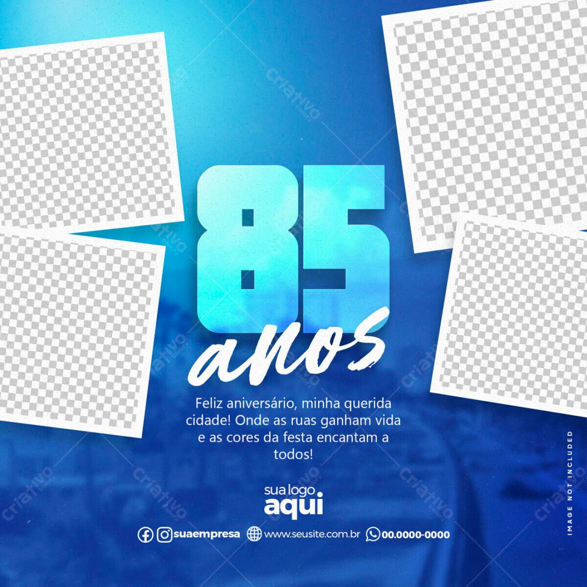 Postagem Aniversário 85 Anos PSD Editável