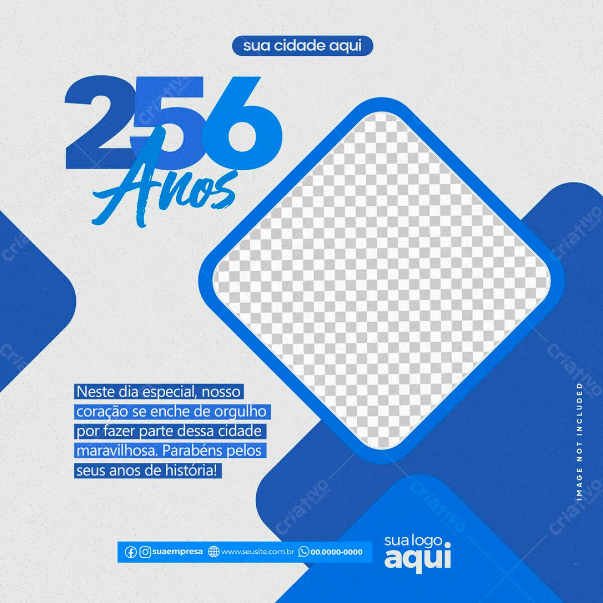 Post Social Media Aniversário 256 Anos Cidade PSD Editável
