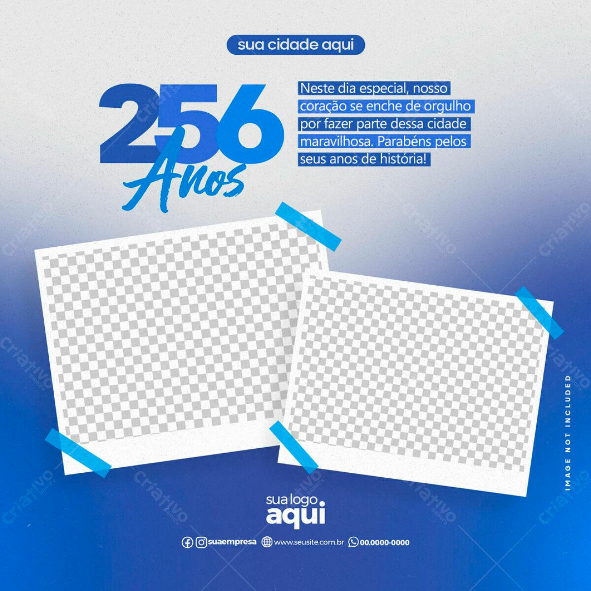Post Aniversário 256 Anos Cidade PSD Editável
