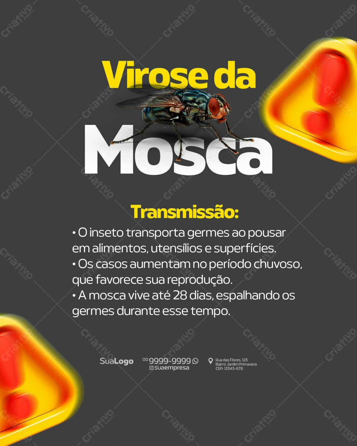 Post para Prevenção de Virose da Mosca PSD Editável