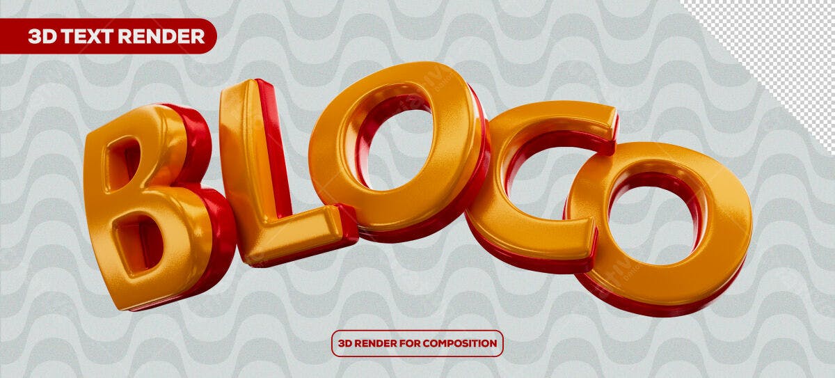 Render 3D Texto Bloco em PSD Editável