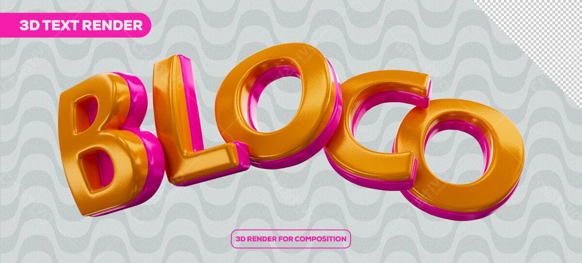 Render 3D Texto - Bloco PSD Editável