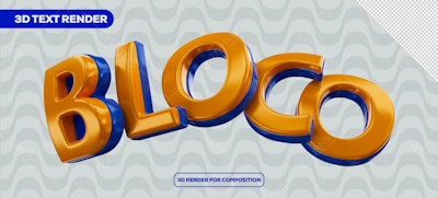 Texto 3D para Bloco de Carnaval PSD Editável