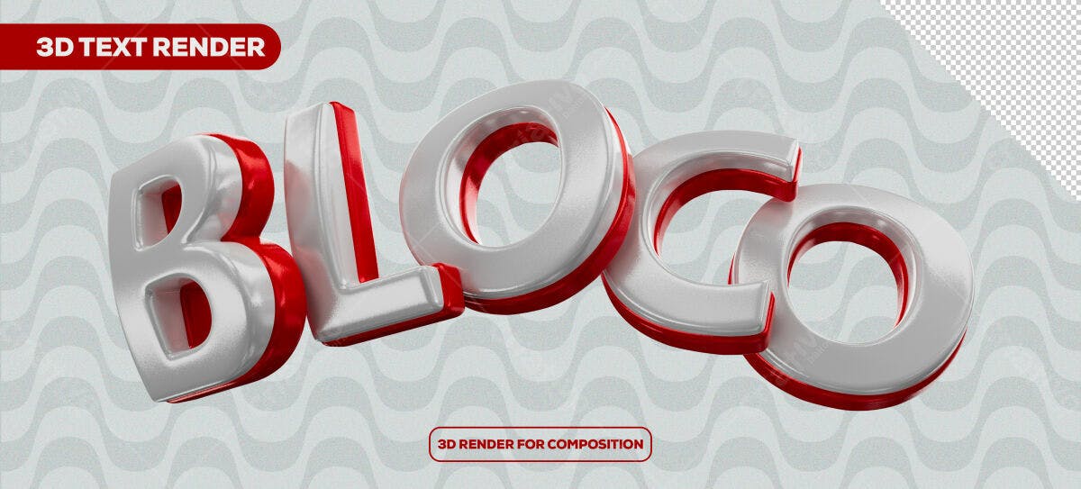 Render 3D Texto Bloco em PSD Editável