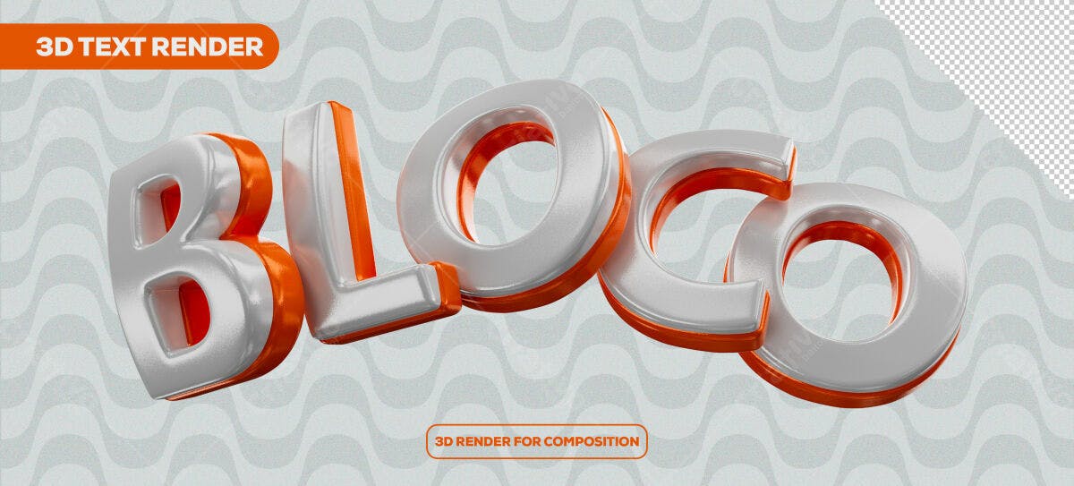 Render 3D Texto em PSD Editável