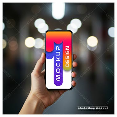 Mão Segurando Smartphone Mockup Frontal