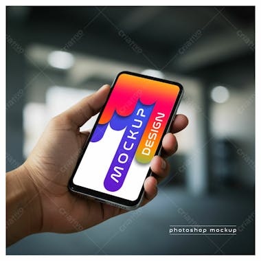 Mão Segurando Smartphone Mockup, Angulo