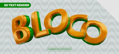 Render 3D Texto Bloco Carnaval PSD Editável