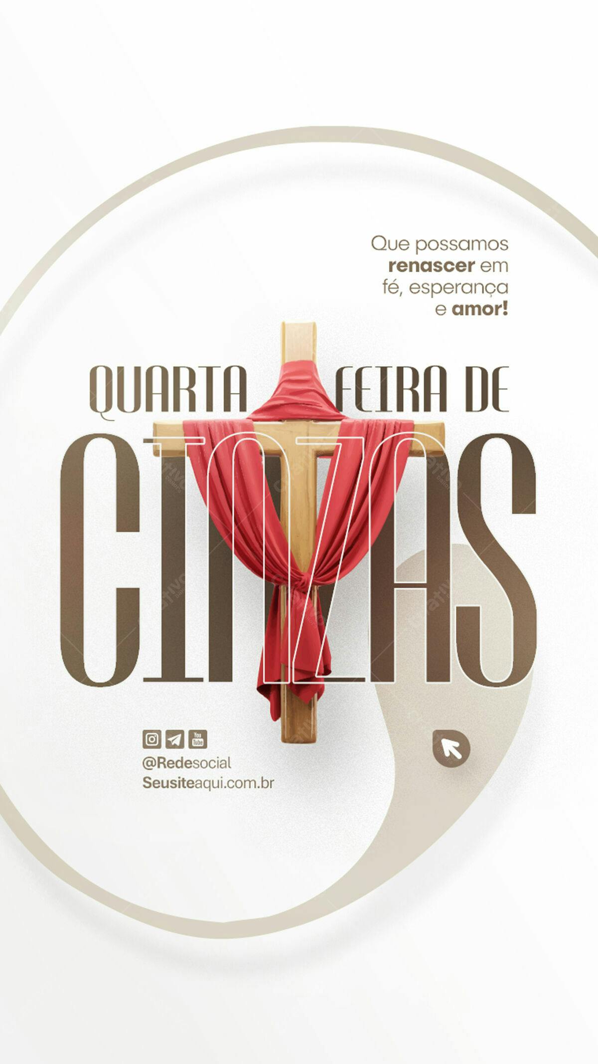 Flyer para Quarta-Feira de Cinzas PSD Editável
