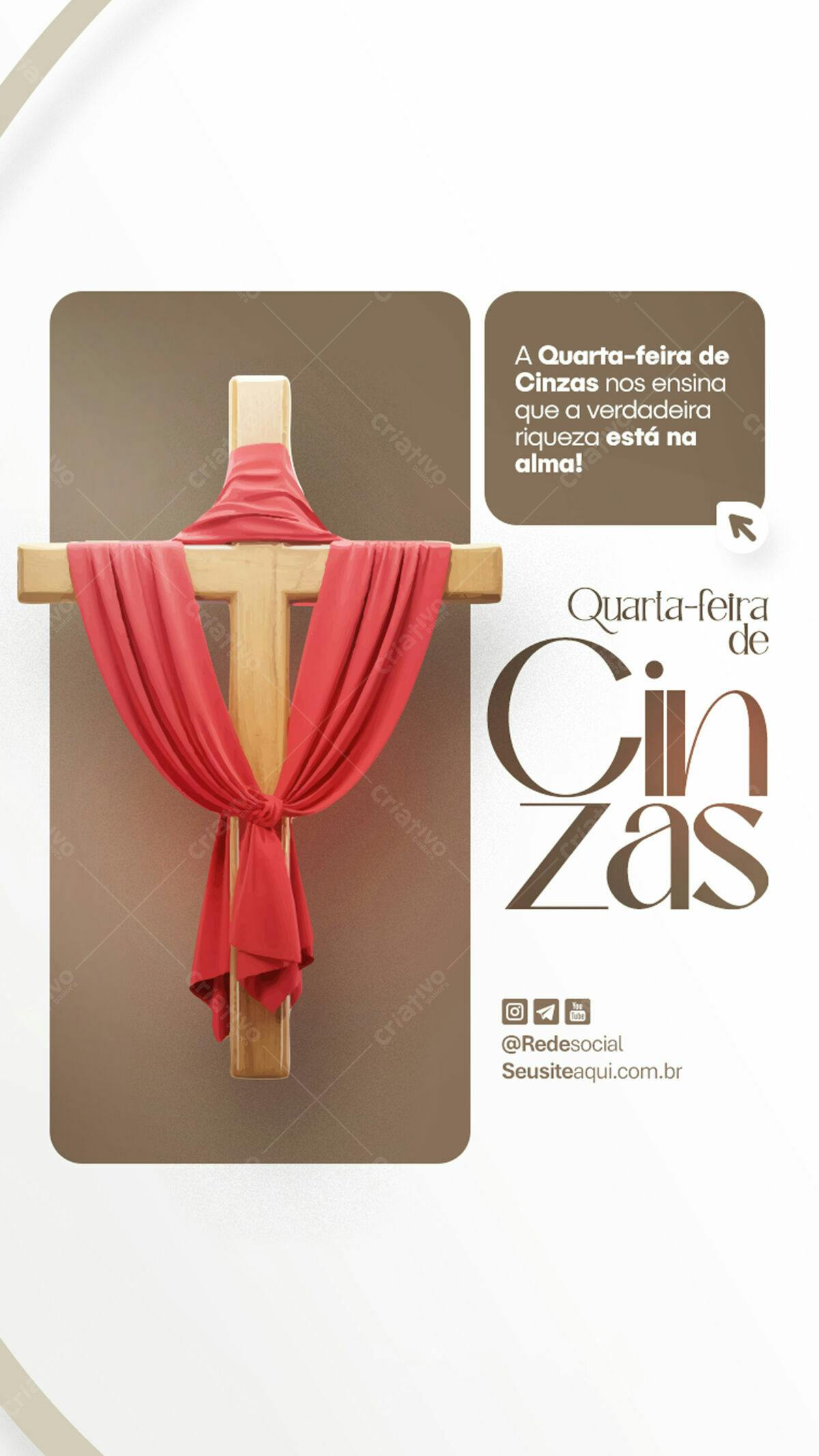 Flyer Quarta-Feira de Cinzas PSD Editável