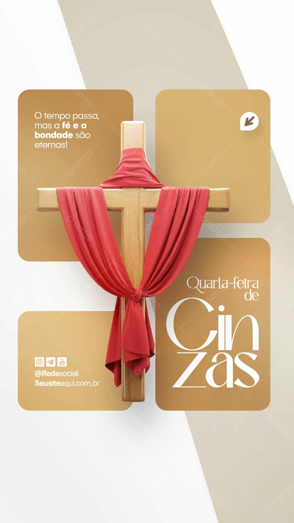 Flyer para Quarta-Feira de Cinzas PSD Editável