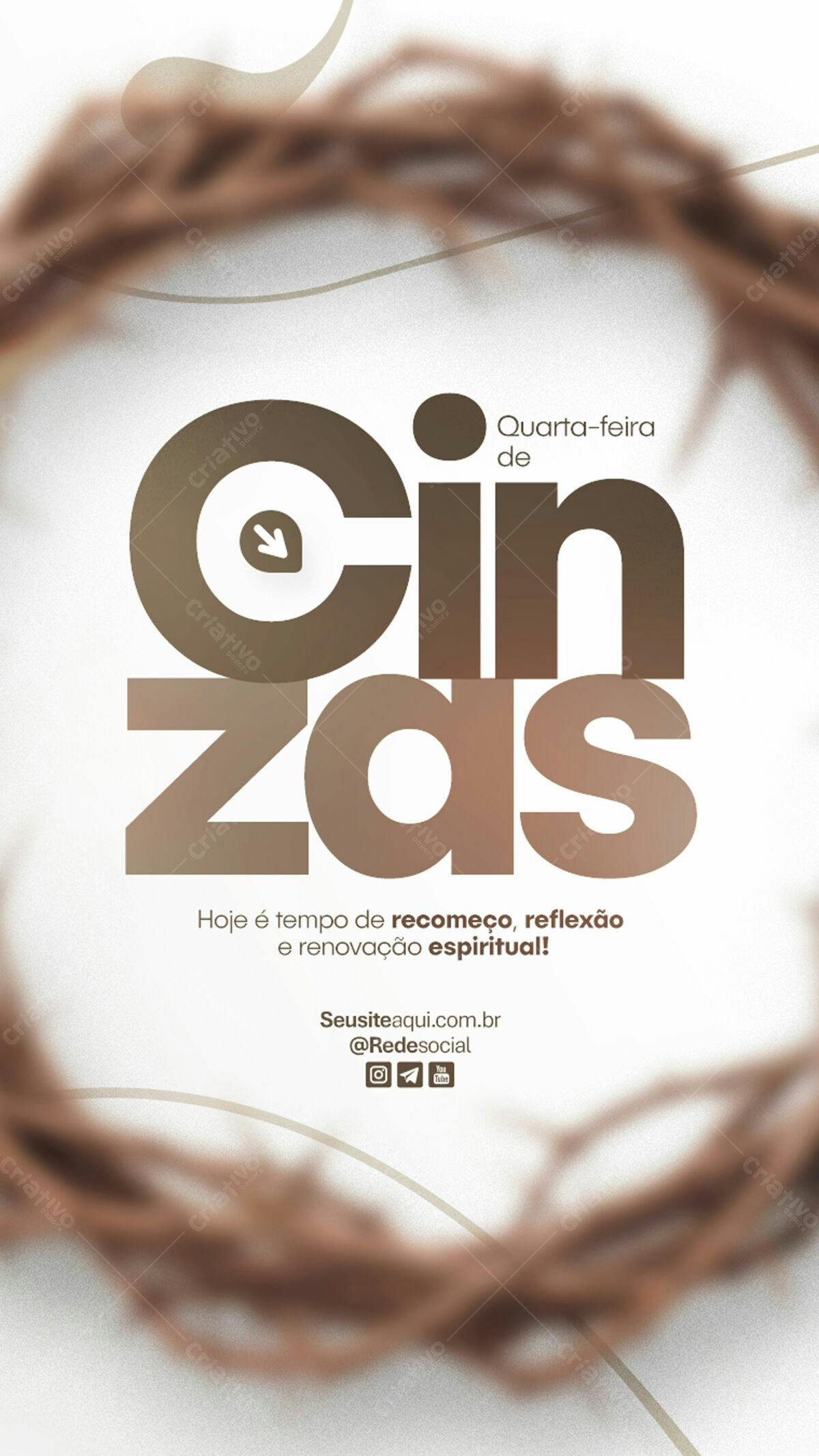 Flyer para Quarta-Feira de Cinzas PSD Editável