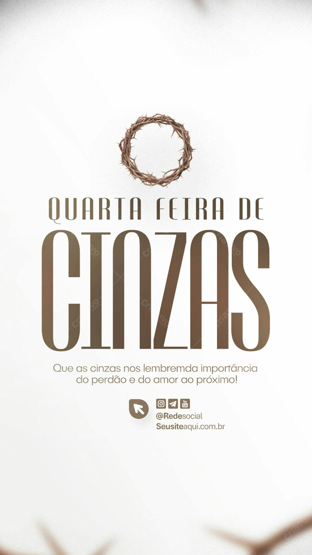 Flyer para Quarta-Feira de Cinzas PSD Editável