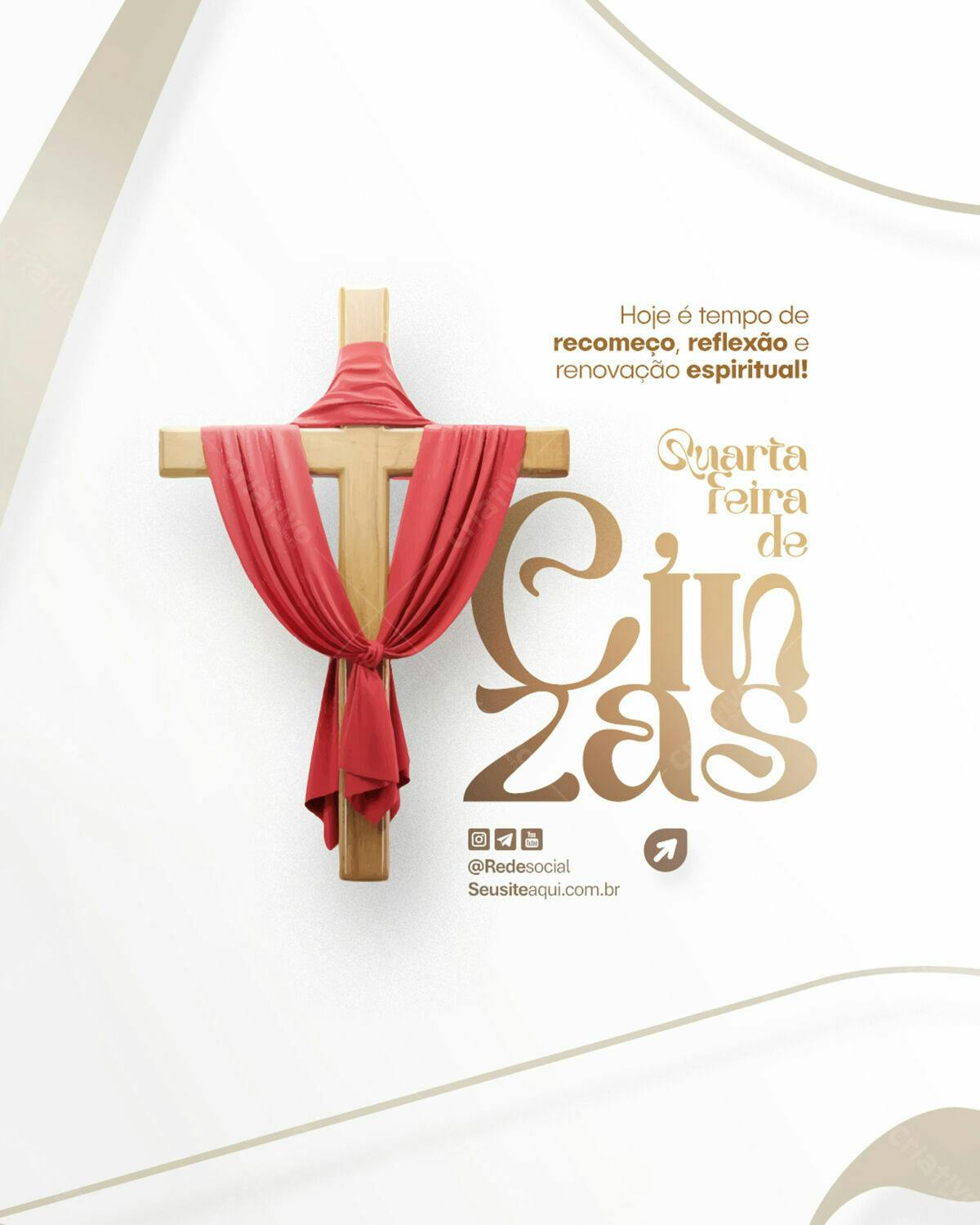 Flyer para Quarta-Feira de Cinzas PSD Editável
