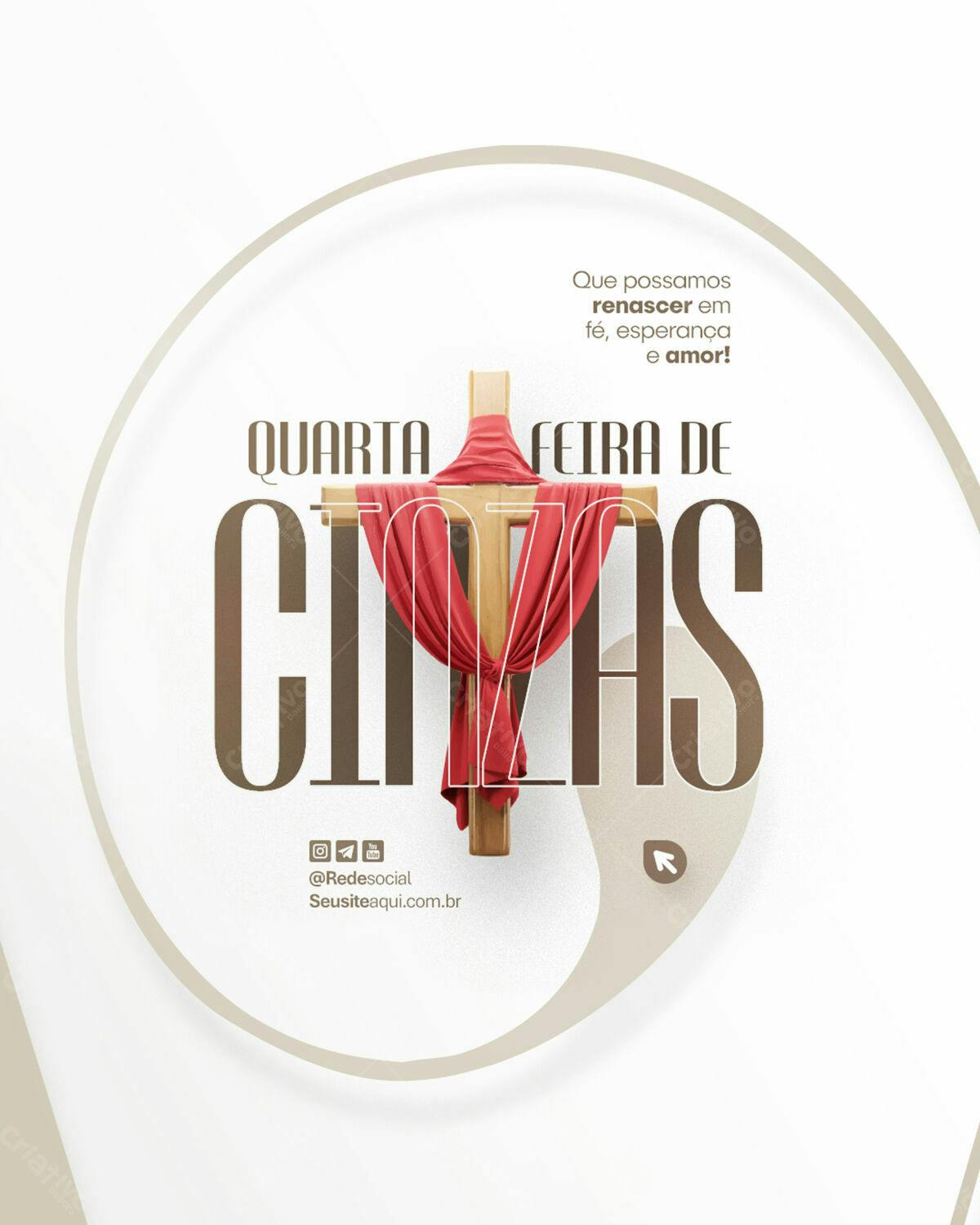 Flyer para Quarta-Feira de Cinzas PSD Editável