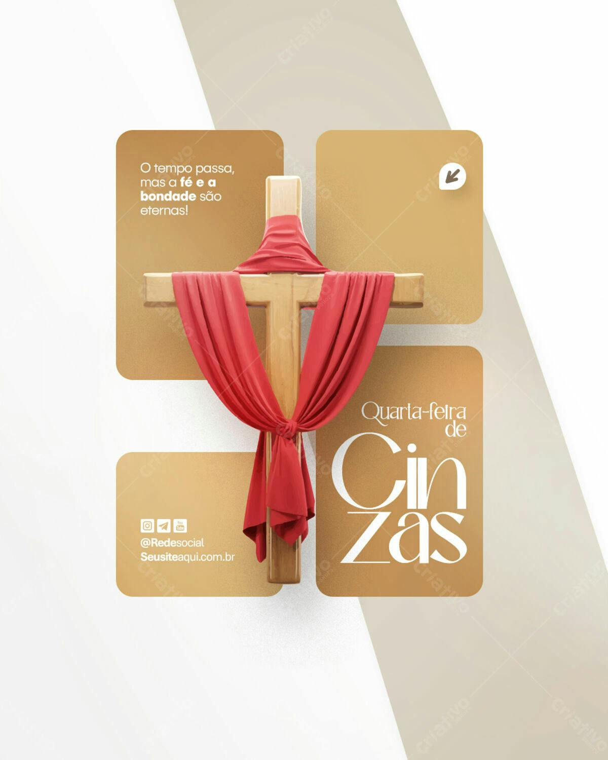 Flyer para Quarta-Feira de Cinzas PSD Editável