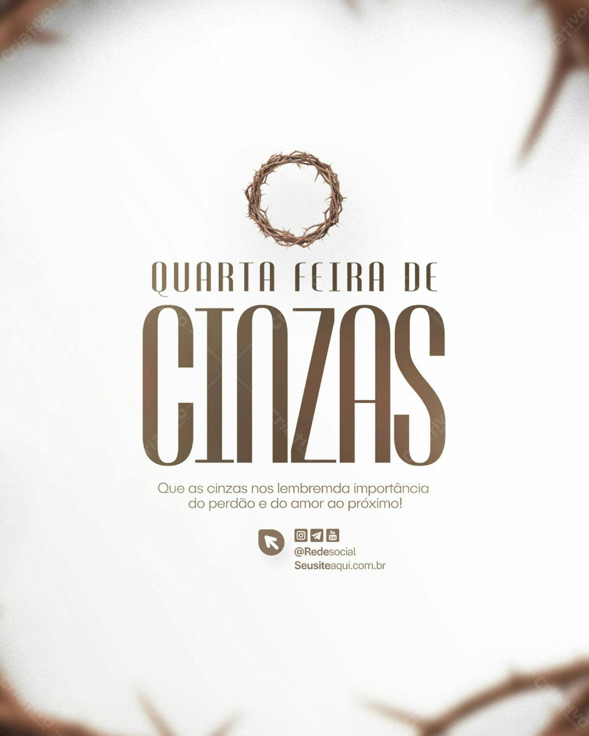 Flyer para Quarta-Feira de Cinzas PSD Editável
