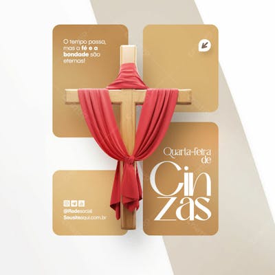 Quarta Feira De Cinzas Quaresma Cristão Católico Social Media Psd Editável