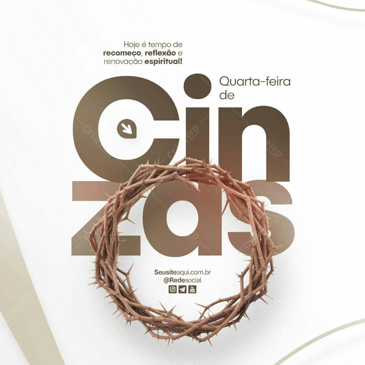 Flyer para Quarta-Feira de Cinzas PSD Editável