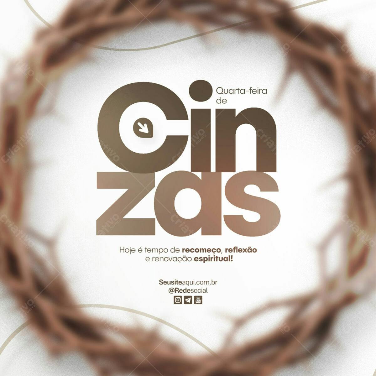 Flyer para Quarta-Feira de Cinzas PSD Editável