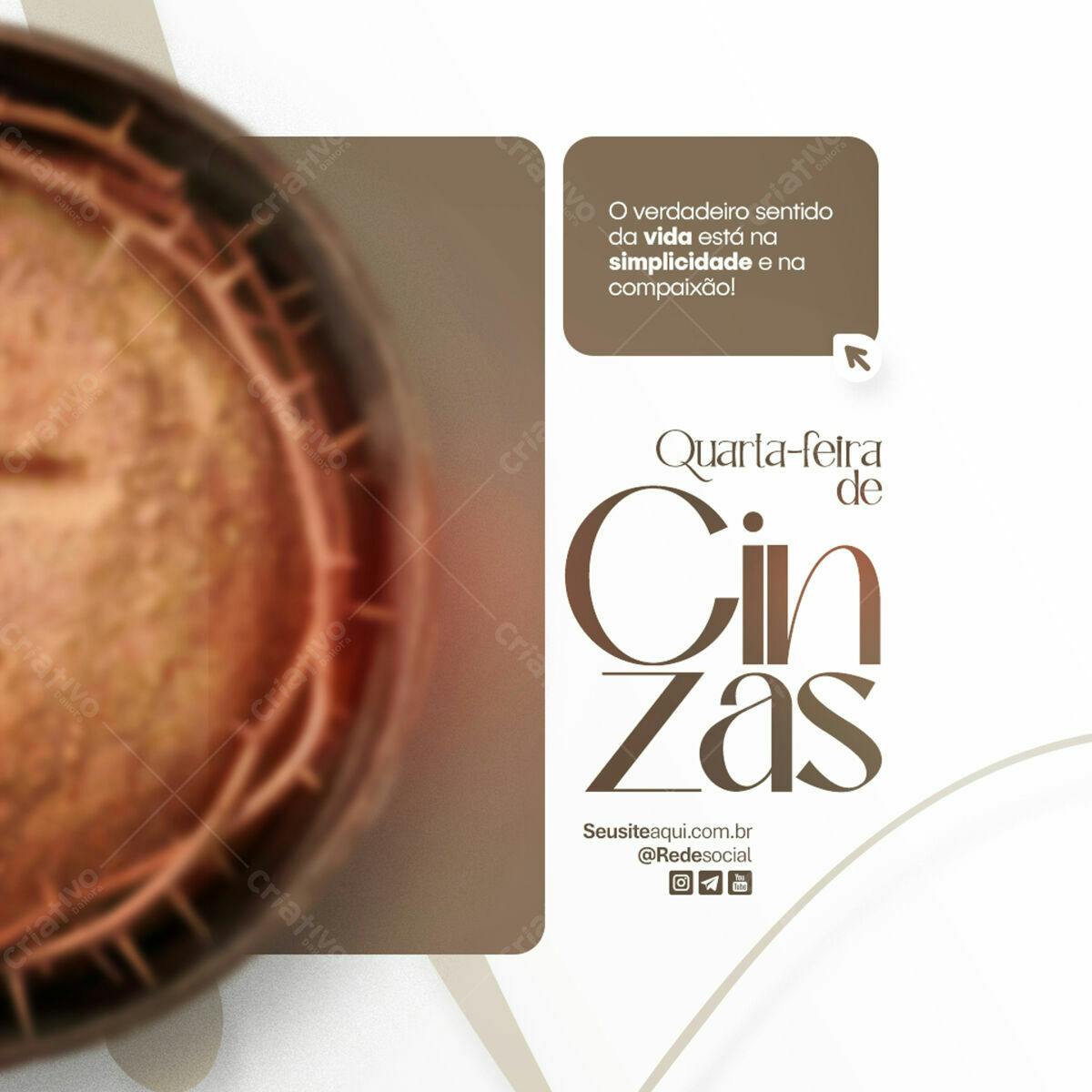 Flyer para Quarta-Feira de Cinzas PSD Editável