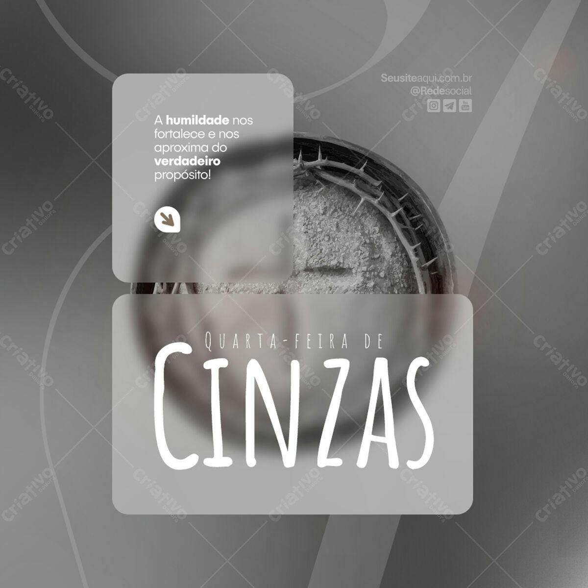 Post para Quarta-Feira de Cinzas PSD Editável