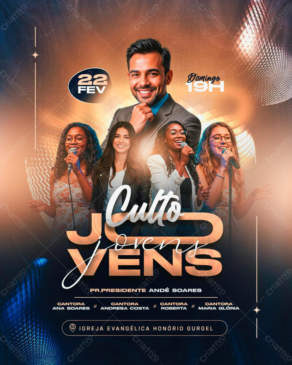 Flyer para Culto Jovem PSD Editável