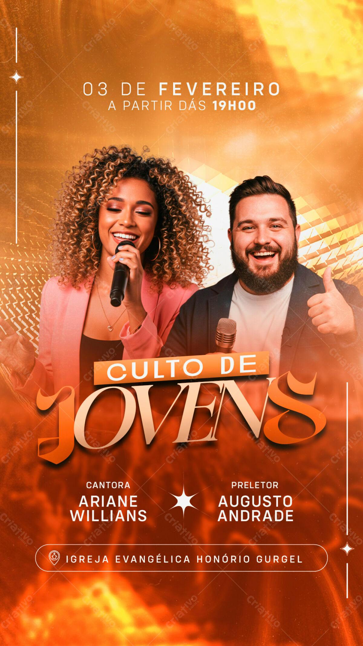 Flyer para Culto de Jovens PSD Editável