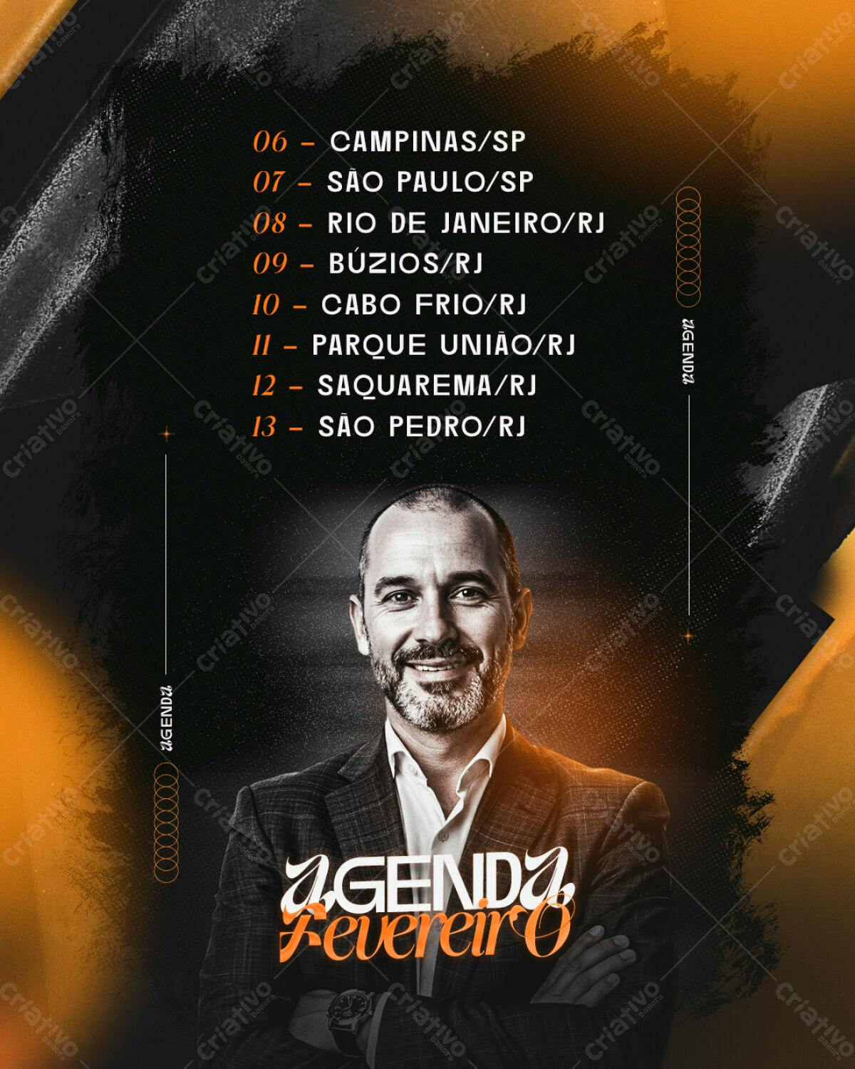 Flyer Agenda Fevereiro PSD Editável