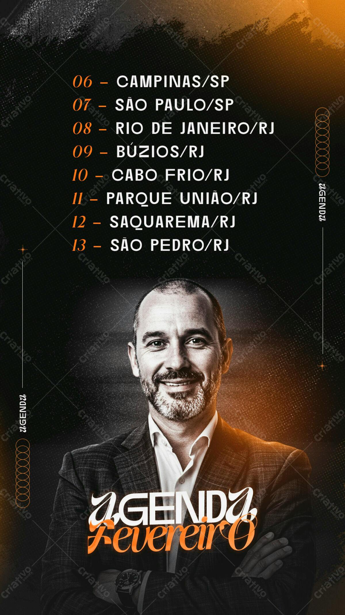 Flyer Agenda Fevereiro PSD Editável