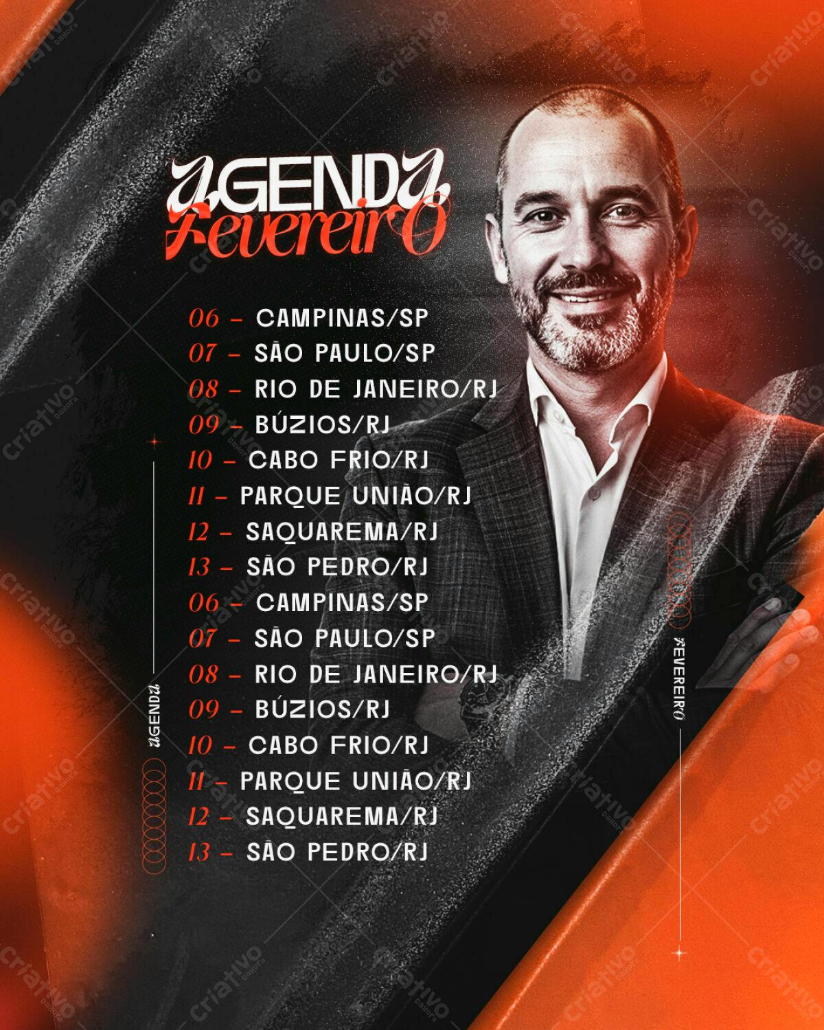 Flyer Agenda Fevereiro PSD Editável
